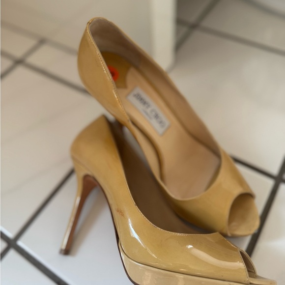 Jimmy Choo Peep Toe Tan leather heels - Picture 2 of 16